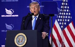 President Donald Trump speaks at the Faith and Freedom Coalition's policy conference, a gathering of conservative Christian activists and leaders, at the Washington Hilton, on June 26, 2026, in Washington. (AP Photo/Manuel Balce Ceneta)