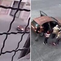 Screenshots of a video released by B'Tselem appearing to show a soldier opening fire on a car in the West Bank City of Hebron, killing 7-month-old Sam Abu Haikal, June 5, 2026. (B'Tselem via X)