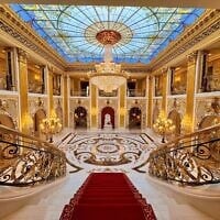 The grand hall of Bat Sheba's Palace in Caesarea, the most expensive home in Israel (Davidson Real Estate)