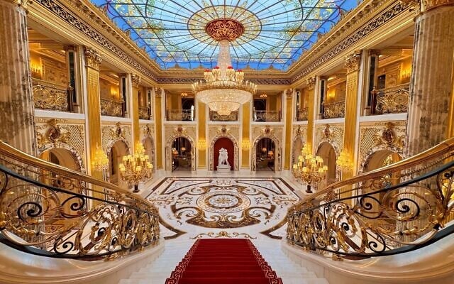 The grand hall of Bat Sheba's Palace in Caesarea, the most expensive home in Israel (Davidson Real Estate)