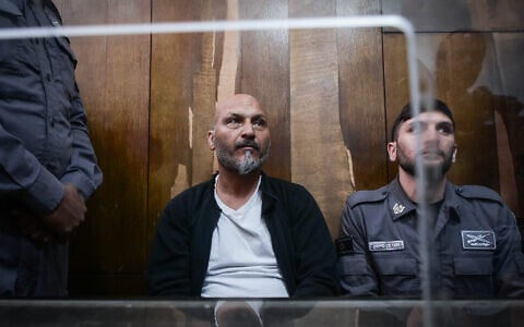 Haim Sirotkin at a hearing at the Tel Aviv Magistrate's Court on April 7, 2024 (Avshalom Sassoni/Flash90)