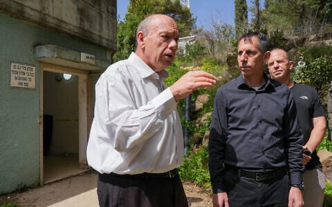 State Comptroller Matanyahu Englman visits Kibbutz Misgav Am on the Israeli border with Lebanon, March 18, 2026. (Ayal Margolin/Flash90)