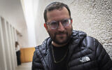 Jonatan Urich is seen following a hearing on journalist Omri Assenheim’s refusal to provide police with materials from a program he broadcast about Eli Feldstein, after the District Court ruled that journalistic privilege does not apply, at the Supreme Court in Jerusalem, March 30, 2026. (Yonatan Sindel/Flash90)