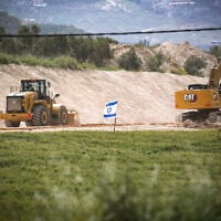 Illustrative: Bulldozers work in the settlement of Sa-Nur in the West Bank, April 19, 2026. (Nasser Ishtayeh/Flash90)