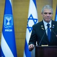 Gal Hirsch attends a ceremony in honor of the torch lighters for Israel’s 78th Independence Day ceremony at the Knesset, in Jerusalem, on April 20, 2026. (Yonatan Sindel/Flash90)