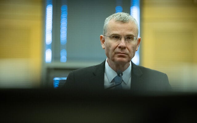 Justice Minister Yariv Levin at a press conference at the Knesset, May 10, 2026. (Yonatan Sindel/Flash90)