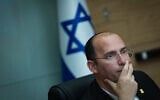 MK Simcha Rothman leads a Constitution, Law and Justice Committee meeting at the Knesset, Jerusalem, May 27, 2026. (Yonatan Sindel/Flash90)