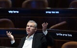 Justice Minister Yariv Levin attends a session of the Knesset plenum, June 3, 2026. (Yonatan Sindel/Flash90)