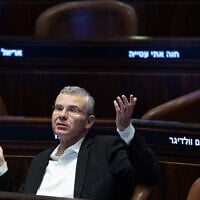 Justice Minister Yariv Levin attends a session of the Knesset plenum, June 3, 2026. (Yonatan Sindel/Flash90)