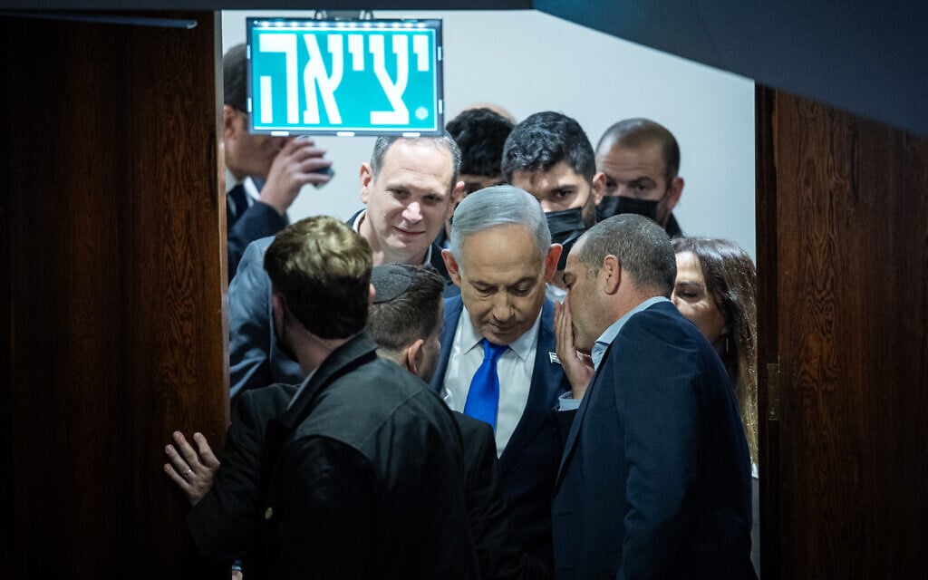 Prime Minister Benjamin Netanyahu attends the state comptroller election at the plenum of the Knesset, in Jerusalem, June 3, 2026. (Yonatan Sindel/Flash90)