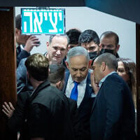 Prime Minister Benjamin Netanyahu attends the state comptroller election at the plenum of the Knesset, in Jerusalem, June 3, 2026. (Yonatan Sindel/Flash90)