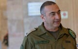 Brig. Gen. Yisrael Shomer, the chief of the Operations Division in the IDF arrives to a Foreign Affairs and Defense Committee meeting at the Knesset in Jerusalem, May 10, 2026 (Yonatan Sindel/Flash90)