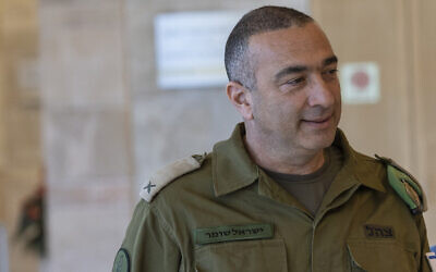 Brig. Gen. Yisrael Shomer, the chief of the Operations Division in the IDF arrives to a Foreign Affairs and Defense Committee meeting at the Knesset in Jerusalem, May 10, 2026 (Yonatan Sindel/Flash90)