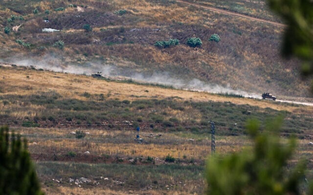 Israeli soldiers are seen inside southern Lebanon as seen from the Israeli side of the border, June 8, 2026. (Ayal Margolin/Flash90) Israeli soldiers are seen inside southern Lebanon as seen from the Israeli side of the border, June 8, 2026. (Ayal Margolin/Flash90)