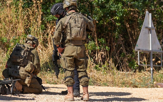 Israeli soldiers man a roadblock along the Ramim Ridge area in northern Israel following  suspected terror infiltration incident along the Israel-Lebanon border. June 09, 2026. (Ayal Margolin/FLASH90)