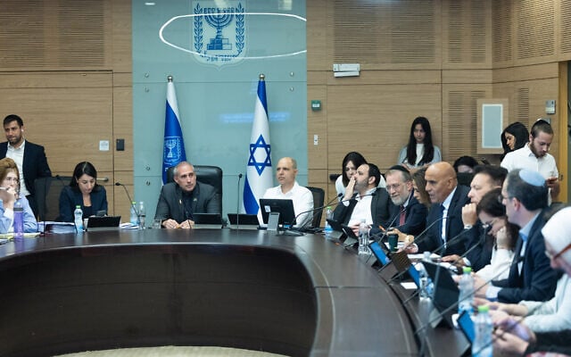 Finance Committee chair MK Hanoch Milwidsky leads a committee meeting at the Knesset, in Jerusalem, June 9, 2026. (Yonatan Sindel/Flash90) Finance Committee chair MK Hanoch Milwidsky leads a committee meeting at the Knesset, in Jerusalem, June 9, 2026. (Yonatan Sindel/Flash90)