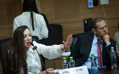 MK Tally Gotliv at a Knesset House Committee session, Jerusalem, June 15, 2026. (Yonatan Sindel/Flash90)