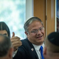 National Security Minister Itamar Ben Gvir leads a meeting of his Otzma Yehudit faction at the Knesset, in Jerusalem, on June 15, 2026. (Yonatan Sindel/ Flash90)