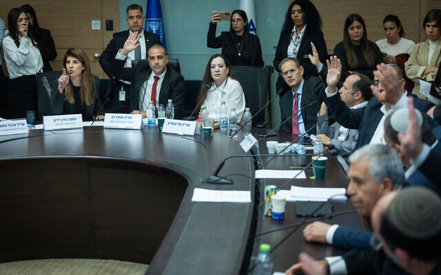 The Knesset House Committee votes to grant immunity from criminal prosecution to Likud MK Tally Gotliv, Jerusalem, June 15, 2026. (Yonatan Sindel/ Flash90) The Knesset House Committee votes to grant immunity from criminal prosecution to Likud MK Tally Gotliv, Jerusalem, June 15, 2026. (Yonatan Sindel/ Flash90)