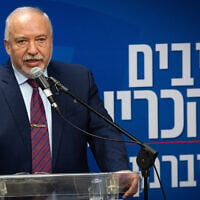 Yisrael Beytenu party chairman MK Avigdor Liberman leads a faction meeting at the Knesset in Jerusalem, on June 15, 2026. (Yonatan Sindel/Flash90)