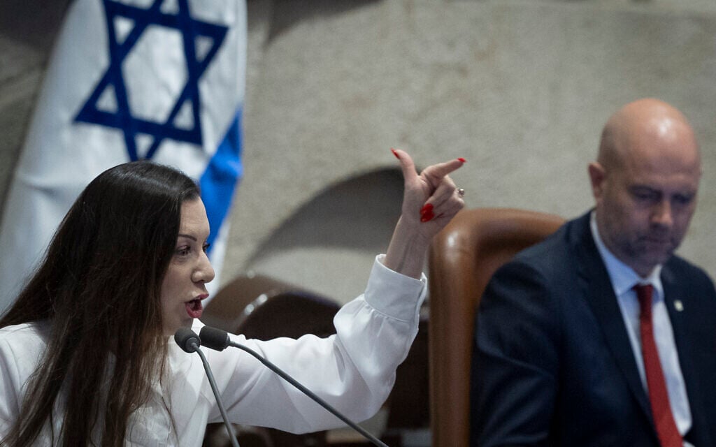 Likud MK Tally Gotliv in the Knesset plenum, the Israeli parliament in Jerusalem, June 17, 2026. (Oren Ben Hakoon/ Flash90)