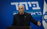 Opposition leader Yair Lapid leads a faction meeting at the Knesset in Jerusalem on June 22, 2026. (Yonatan Sindel/ Flash90)