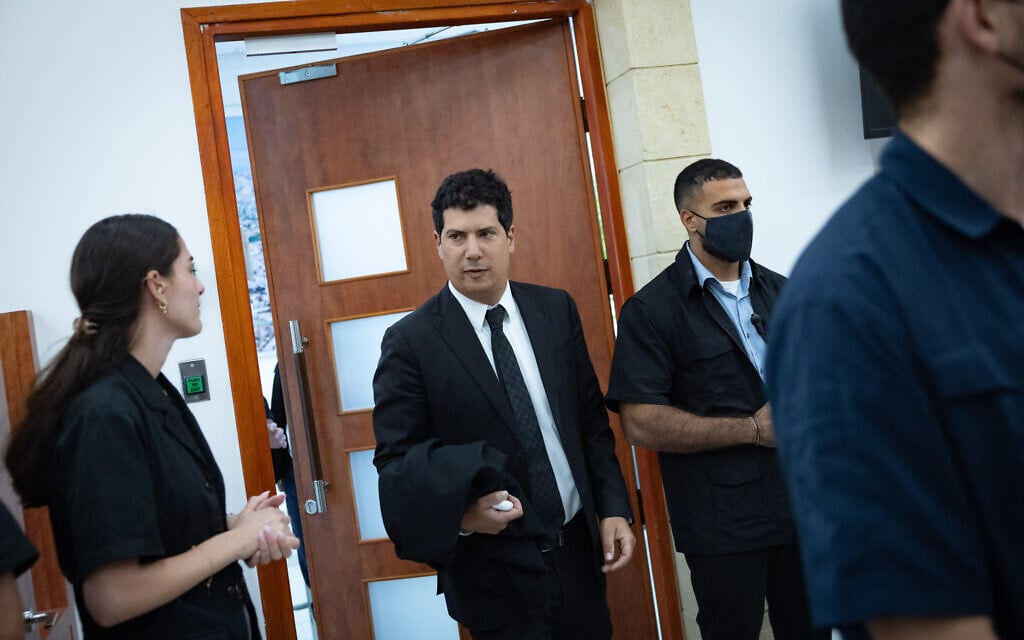Prime Minister Benjamin Netanyahu's attorney, Amit Hadad, arrives at the Jerusalem District Court, June 29, 2026. (Yonatan Sindel/Flash90)
