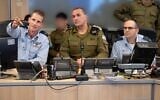 IDF Chief of Staff Lt. Gen Eyal Zamir (center) monitors Israeli strikes on Iran from the IAF war room on June 8, 2026. (IDF)