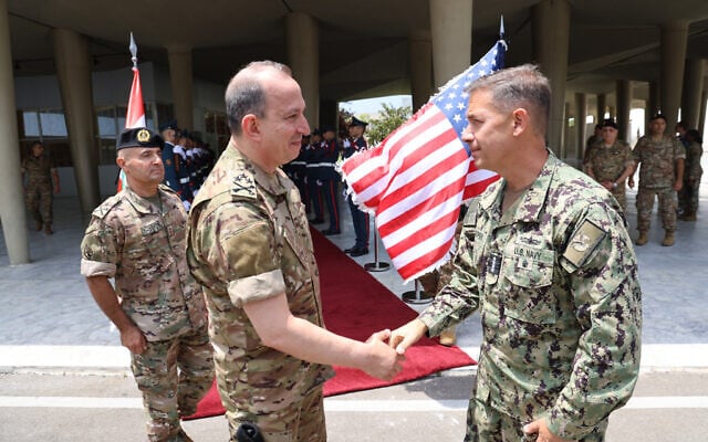 US Central Command chief Adm. Brad Cooper (right) and Commander of the Lebanese Armed Forces Gen. Rodolphe Haykal, meet in Beirut, June 29, 2026. (Lebanese Armed Forces)