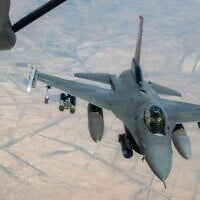 An F-16 fighter jet flies over an unspecified area of the Middle East, in an image published on June 25, 2026. (CENTCOM)