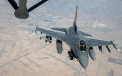 An F-16 fighter jet flies over an unspecified area of the Middle East, in an image published on June 25, 2026. (CENTCOM)