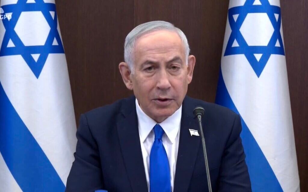 Prime Minister Benjamin Netanyahu speaks at a cabinet session on June 7, 2026. (Screenshot/Itay Beit-On/GPO)