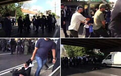 Police clash with Haredi protesters on Route 4, June 17, 2026 (Screen grabs/Channel 13)