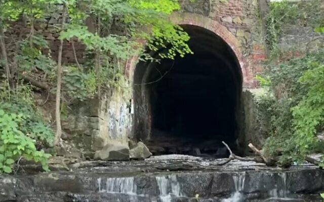 A drainage tunnel in Nyack Memorial Park, New York from where dozens of Jewish girls on a school field trip entered the city's sewer system on June 10, 2026. (Screenshot/CBS New York) A drainage tunnel in Nyack Memorial Park, New York from where dozens of Jewish girls on a school field trip entered the city's sewer system on June 10, 2026. (Screenshot/CBS New York)