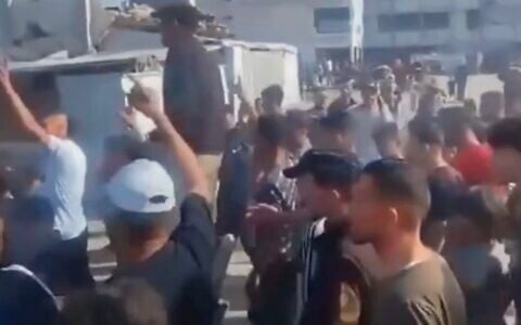 Palestinians in Gaza protest against Hamas on June 26, 2026. (Screen capture/X)