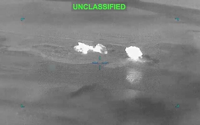 A still image taken from drone footage published by US Central Command shows a strike on Iranian military targets on June 28, 2026. (X, CENTCOM)