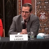 New York State Assemblymember Micah Lasher at a Congressional candidate forum, in New York City, June 8, 2026. (Screenshot/YouTube)