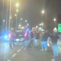 Footage of a Palestinian motorist that hit a settler who was part of a group that blocked the road and hurled stones at cars at Efrat Junction in the West Bank, early on June 7, 2026. (Screenshot: X/used in accordance with Clause 27a of the Copyright Law)
