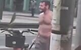 A knife-wielding assailant during an apparent anti-Muslim rampage in Edinburgh, Scotland, on June 19, 2026. (Screenshot: X; used in accordance with Clause 27a of the Copyright Law)