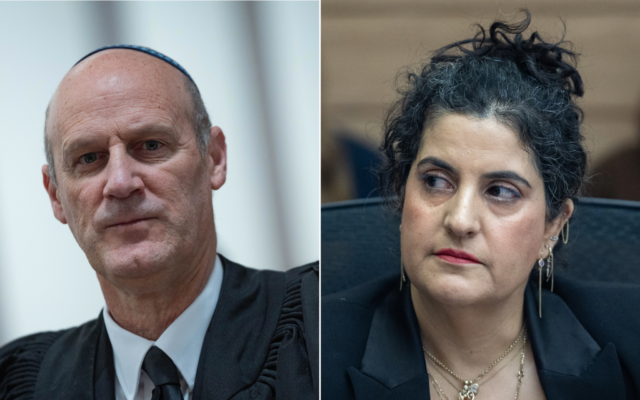 Left: Michael Rabello attends a hearing on a petition demanding the formation of a state commission of inquiry into the October 7 massacre at the Supreme Court in Jerusalem, April 23, 2026 (Yonatan Sindel/Flash90); Right: Knesset Legal Adviser Sagit Afik at a committee meeting at the Knesset in Jerusalem on, December 1, 2025. (Yonatan Sindel/Flash90) Left: Michael Rabello attends a hearing on a petition demanding the formation of a state commission of inquiry into the October 7 massacre at the Supreme Court in Jerusalem, April 23, 2026 (Yonatan Sindel/Flash90); Right: Knesset Legal Adviser Sagit Afik at a committee meeting at the Knesset in Jerusalem on, December 1, 2025. (Yonatan Sindel/Flash90)