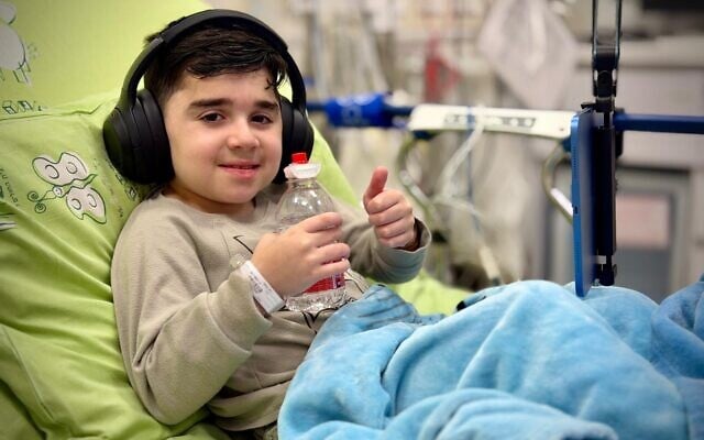Meitar Roz keeps it positive while in the hospital in an undated photo. (Courtesy of the Roz family)