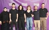 Candidates for Makom Lekulanu, the new Arab-Jewish party stemming from the Standing Together movement, announced on June 16, 2026. Chair Rula Daood is third from left. (Inas Osrof Abu Seif/Makom Lekukanu)