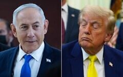 Left: Prime Minister Benjamin Netanyahu in the Knesset in Jerusalem, June 3, 2026. (Yonatan Sindel/Flash90); Right: US President Donald Trump in the Oval Office of the White House in Washington, June 4, 2026. (AP Photo/Julia Demaree Nikhinson)
