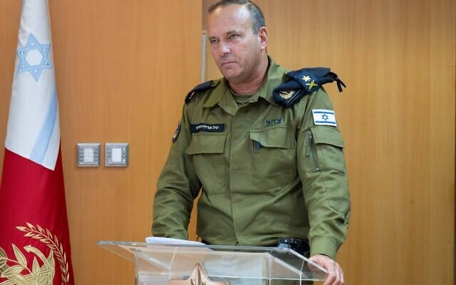 Vice Adm. Tal Politis speaks at a ceremony at the IDF HQ in Tel Aviv, June 10, 2026. (Israel Defense Forces)