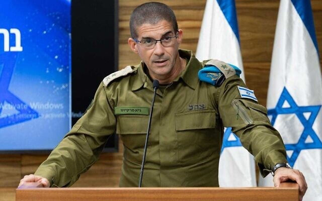 Military secretary to the prime minister, Maj. Gen. Guy Markizeno, speaks at a handover ceremony at the IDF HQ in Tel Aviv, June 9, 2026. (Israel Defense Forces)
