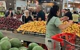 Shoppers in Souq Faisal in the town of Mazra'a, on the edge of Nahariya, on June 8, 2026. (Diana Bletter/Times of Israel)