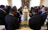 A delegation of Chicago faith leaders meet with Pope Leo XIV on May 28, 2026. (Courtesy of Simone Risoluti/Vatican Media)