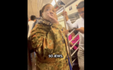 A woman screaming 'Jews are eating kids!' on the New York City Subway, May 31, 2026. (Screenshot/Combat Antisemitism Movement on X)