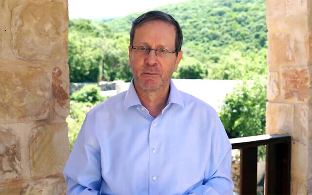 President Isaac Herzog sends an Arabic-language message to Lebanese President Joseph Aoun, June 10, 2026. (Screenshot/Gregory Badu/GPO)