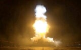 A projectile is fired during what the US Central Command (CENTCOM) said was a third round of strikes this week against Iran, in this screen grab taken from a handout video released on July 11, 2026. (US Central Command/Handout via REUTERS)